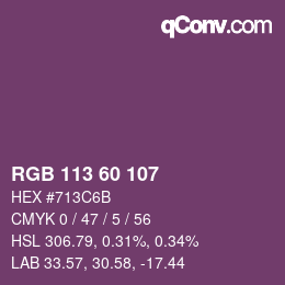 カラーコード: RGB 113 60 107 | qconv.com