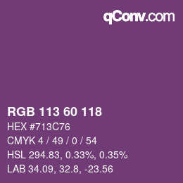 颜色代码: RGB 113 60 118 | qconv.com