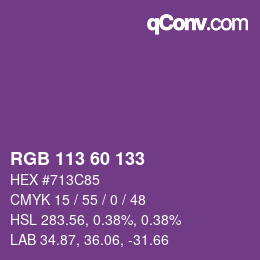 カラーコード: RGB 113 60 133 | qconv.com