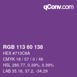 Color code: RGB 113 60 138 | qconv.com