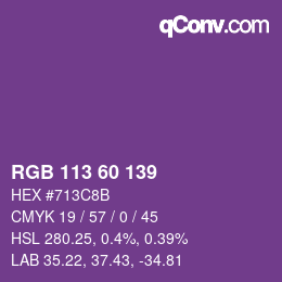 颜色代码: RGB 113 60 139 | qconv.com