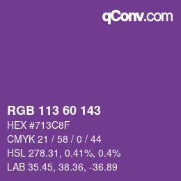 カラーコード: RGB 113 60 143 | qconv.com