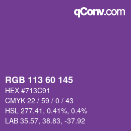 颜色代码: RGB 113 60 145 | qconv.com