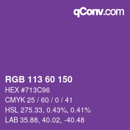 颜色代码: RGB 113 60 150 | qconv.com