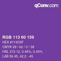 カラーコード: RGB 113 60 159 | qconv.com