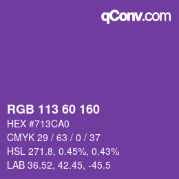 颜色代码: RGB 113 60 160 | qconv.com