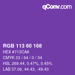 カラーコード: RGB 113 60 168 | qconv.com