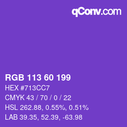 カラーコード: RGB 113 60 199 | qconv.com