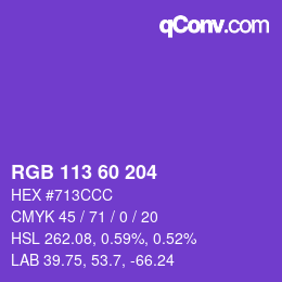 カラーコード: RGB 113 60 204 | qconv.com