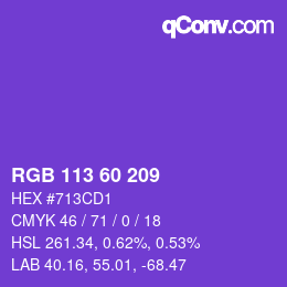 カラーコード: RGB 113 60 209 | qconv.com