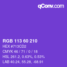 カラーコード: RGB 113 60 210 | qconv.com
