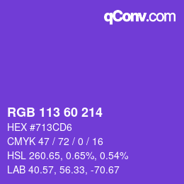 カラーコード: RGB 113 60 214 | qconv.com