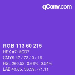 カラーコード: RGB 113 60 215 | qconv.com