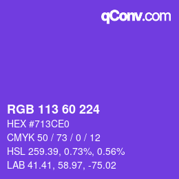 カラーコード: RGB 113 60 224 | qconv.com