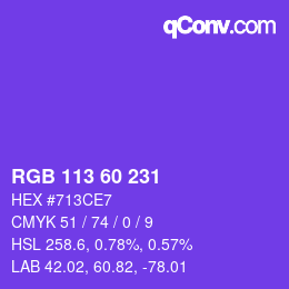 Farbcode: RGB 113 60 231 | qconv.com