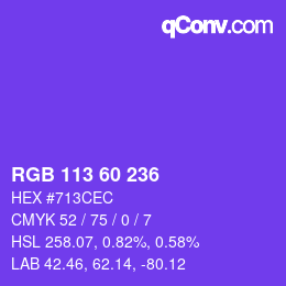 颜色代码: RGB 113 60 236 | qconv.com