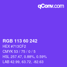 颜色代码: RGB 113 60 242 | qconv.com
