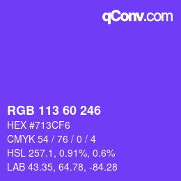 颜色代码: RGB 113 60 246 | qconv.com