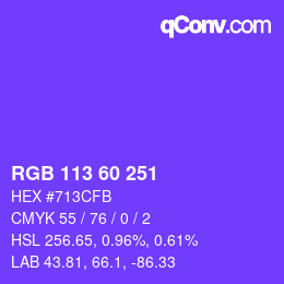 Color code: RGB 113 60 251 | qconv.com