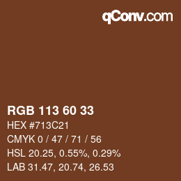 カラーコード: RGB 113 60 33 | qconv.com