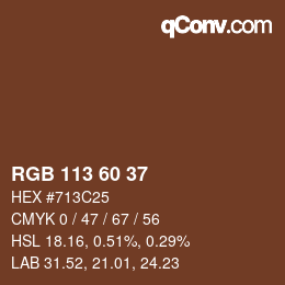 カラーコード: RGB 113 60 37 | qconv.com
