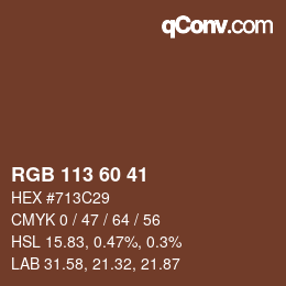 カラーコード: RGB 113 60 41 | qconv.com