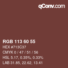 颜色代码: RGB 113 60 55 | qconv.com