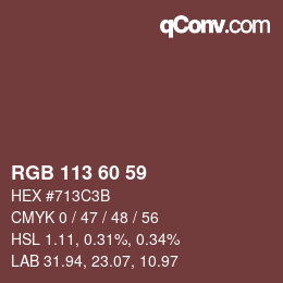 カラーコード: RGB 113 60 59 | qconv.com