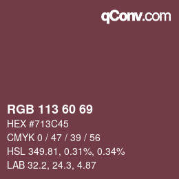 カラーコード: RGB 113 60 69 | qconv.com