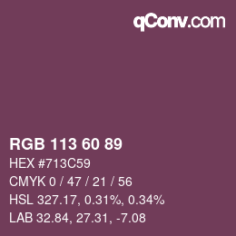 カラーコード: RGB 113 60 89 | qconv.com