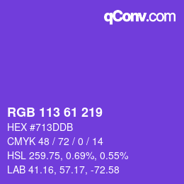 Color code: RGB 113 61 219 | qconv.com