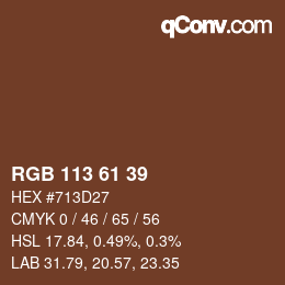 Color code: RGB 113 61 39 | qconv.com