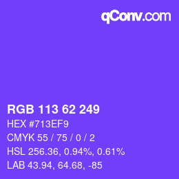 Color code: RGB 113 62 249 | qconv.com