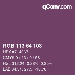 Color code: RGB 113 64 103 | qconv.com