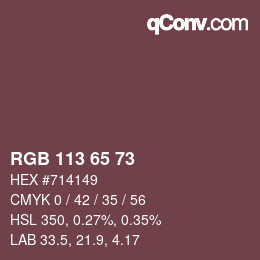Color code: RGB 113 65 73 | qconv.com
