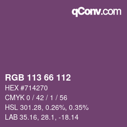 Color code: RGB 113 66 112 | qconv.com