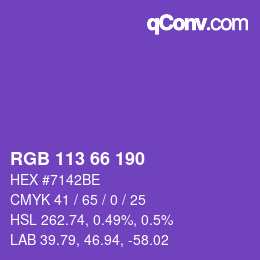 カラーコード: RGB 113 66 190 | qconv.com