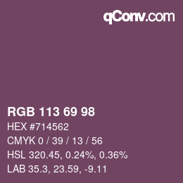 颜色代码: RGB 113 69 98 | qconv.com