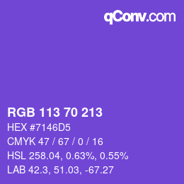 颜色代码: RGB 113 70 213 | qconv.com