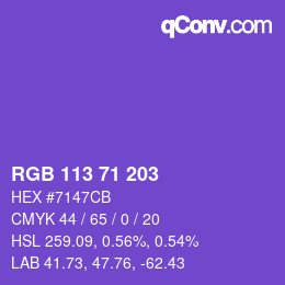 Farbcode: RGB 113 71 203 | qconv.com