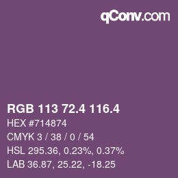 カラーコード: RGB 113 72.4 116.4 | qconv.com