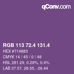 カラーコード: RGB 113 72.4 131.4 | qconv.com