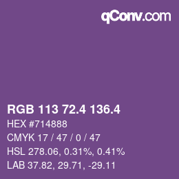 カラーコード: RGB 113 72.4 136.4 | qconv.com