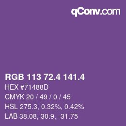 カラーコード: RGB 113 72.4 141.4 | qconv.com