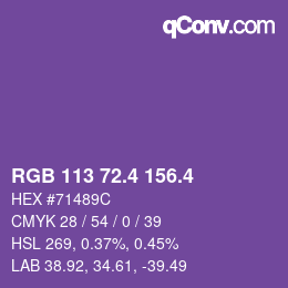 カラーコード: RGB 113 72.4 156.4 | qconv.com