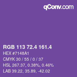 カラーコード: RGB 113 72.4 161.4 | qconv.com