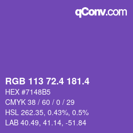 カラーコード: RGB 113 72.4 181.4 | qconv.com