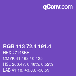 カラーコード: RGB 113 72.4 191.4 | qconv.com