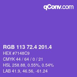 カラーコード: RGB 113 72.4 201.4 | qconv.com