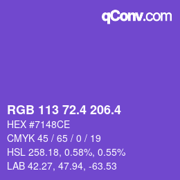 カラーコード: RGB 113 72.4 206.4 | qconv.com